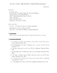 Lecture Course: Introduction to String Phenomenology