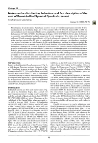 Notes on the Distribution, Behaviour and First Description of the Nest Of