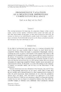 Progressive Taxation As a Means for Improving Competitive Balance