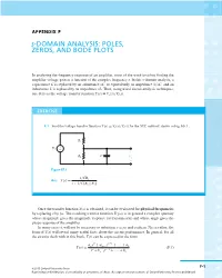 S-DOMAIN ANALYSIS: POLES, ZEROS, and BODE PLOTS