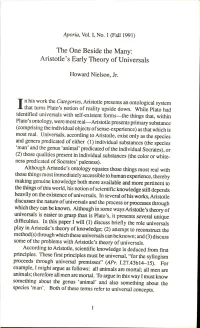 The One Beside the Many: Aristotle's Early Theory of Universals