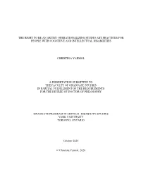 The Right to Be an Artist: Operationalizing Studio Art Practices for People with Cognitive and Intellectual Disabilities