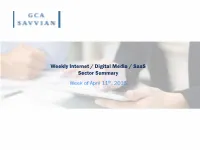 Weekly Internet / Digital Media / Saas Sector Summary