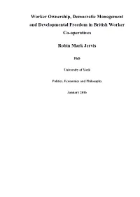 Worker Ownership, Democratic Management and Developmental Freedom in British Worker