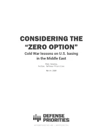 CONSIDERING the “ZERO OPTION” Cold War Lessons on U.S