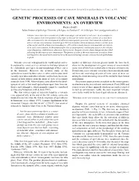 Genetic Processes of Cave Minerals in Volcanic Environments: an Overview