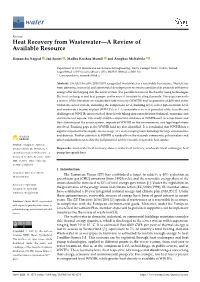 Heat Recovery from Wastewater—A Review of Available Resource