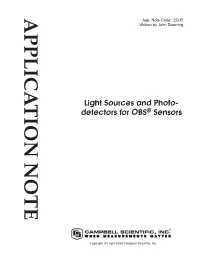 Light Sources and Photodetectors for OBS® Sensors Application Note