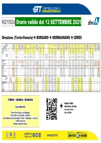 Orario Valido Dal 13 SETTEMBRE 2021