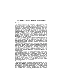 Section 3: China's Domestic Stability