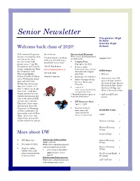 Senior Newsletter Chugwater High S C H O O L Glendo High Welcome Back Class of 2020! S C H O O L