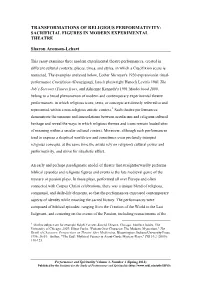 TRANSFORMATIONS of RELIGIOUS PERFORMATIVITY: Sharon Aronson-Lehavi