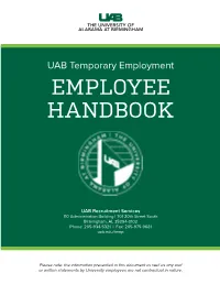 UAB Temporary Employee Handbook