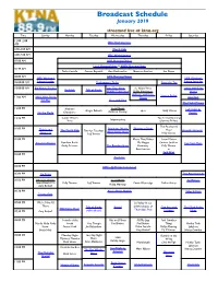 Broadcast Schedule January 2019