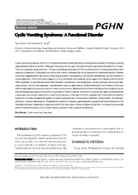 Cyclic Vomiting Syndrome: a Functional Disorder