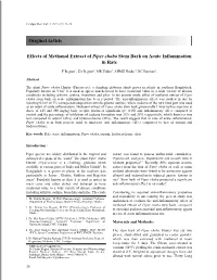 Effects of Methanol Extract of Piper Chaba Stem Bark on Acute Inflammation in Rats