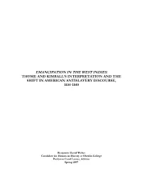 Emancipation in the West Indies: Thome and Kimball’S Interpretation and the Shift in American Antislavery Discourse, 1834-1840