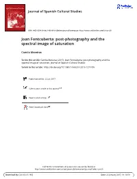 Joan Fontcuberta: Post-Photography and the Spectral Image of Saturation