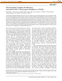 Mitochondrial Complex III Deficiency Associated with a Homozygous Mutation in UQCRQ