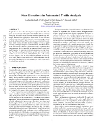 New Directions in Automated Traffic Analysis
