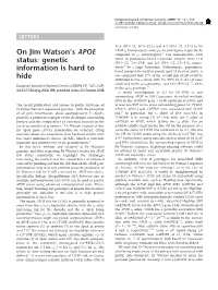 On Jim Watson's APOE Status: Genetic Information Is Hard to Hide