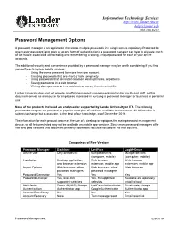 Password Management Options