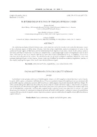 Subterranean Fauna of Twelve Istrian Caves
