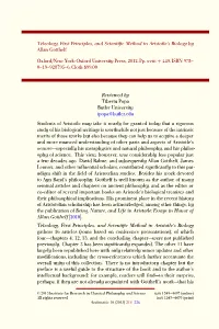 Teleology, First Principles, and Scientific Method In