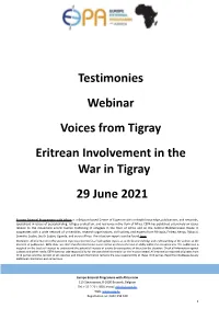 Testimonies Eritrean Involvement in the War in Tigray 2021.Docx