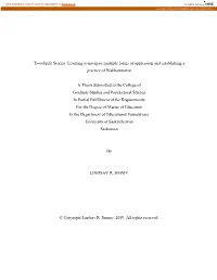 Two-Spirit Stories: Learning to Navigate Multiple Forms of Oppression and Establishing a Practice of Wahkowtowin a Thesis Submi