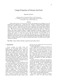 Unique Properties of Volcanic Ash Soils