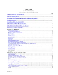FOOTBALL Table of Contents (Click on an Item to Jump Directly to That Section) Page IMPORTANT DATES and DEADLINES