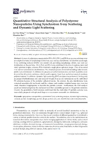 Quantitative Structural Analysis of Polystyrene Nanoparticles Using Synchrotron X-Ray Scattering and Dynamic Light Scattering