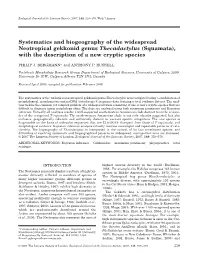 Systematics and Biogeography of the Widespread Neotropical Gekkonid Genus Thecadactylus (Squamata), with the Description of a New Cryptic Species