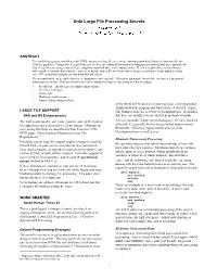 Unix Large File Processing Secrets .DUVWHQ 6HOI 30 6TXDUHG ,QF 6DQ )UDQFLVFR &$