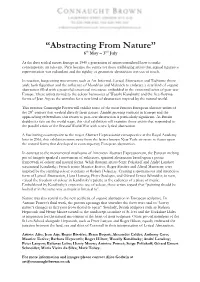 “Abstracting from Nature” 6Th May – 3Nd July
