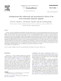 Antidepressant-Like Behavioral and Neurochemical Effects of the Citrus