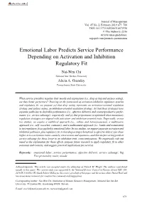 Emotional Labor Predicts Service Performance Depending on Activation and Inhibition Regulatory Fit