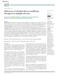 Ethical Use of Off-Label Disease-Modifying Therapies for Multiple Sclerosis