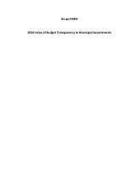 Grupo FARO 2010 Index of Budget Transparency in Municipal
