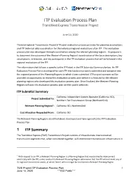 ITP Evaluation Process Plan Transwest Express Transmission Project