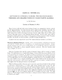 Math 615: Winter 2014 Lectures on Integral