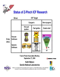 Status of Z-Pinch ICF Research