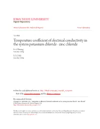 Temperature Coefficient of Electrical Conductivity in the System Potassium Chloride - Zinc Chloride R