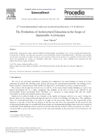 The Evaluation of Architectural Education in the Scope of Sustainable Architecture