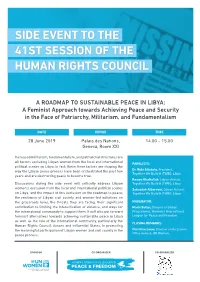A ROADMAP to SUSTAINABLE PEACE in LIBYA: a Feminist Approach Towards Achieving Peace and Security in the Face of Patriarchy, Militarism, and Fundamentalism
