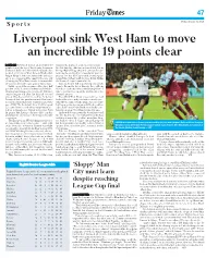 Liverpool Sink West Ham to Move an Incredible 19 Points Clear