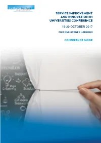 Service Improvement and Innovation in Universities Conference 2017