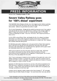 Severn Valley Railway Goes for '100% Diesel' Experiment