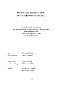Simulation and Optimization of Wet Double Clutch Transmission (DCT)